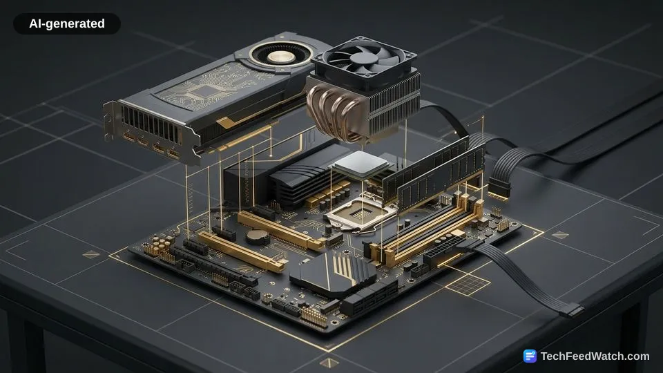 AI-generated illustration: PC Building Lets Users Assemble Custom Computer Hardware
