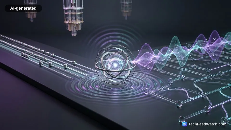 AI-generated illustration: Quantum computing explained simply and how it works