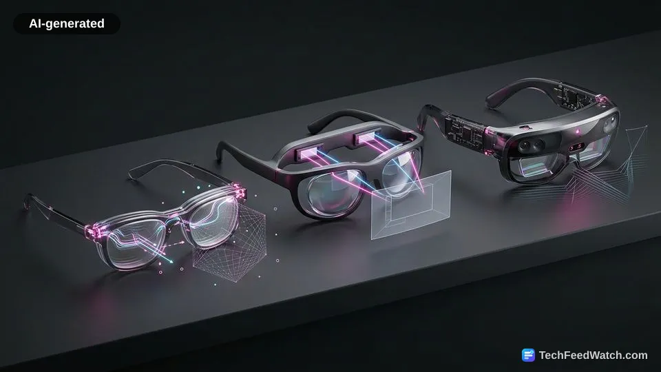 AI-generated illustration: Different Types of AR Glasses: Optics and Hardware