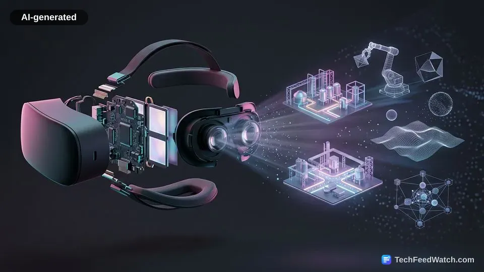 AI-generated illustration: Virtual Reality Headsets Mechanics Hardware and Use Cases