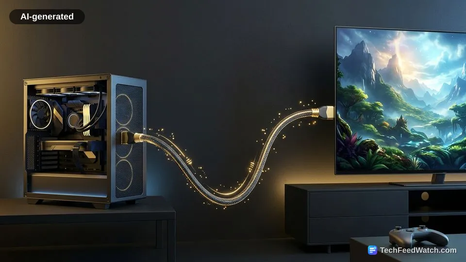 AI-generated illustration: Will a Gaming PC Connect to a TV Without Issues?